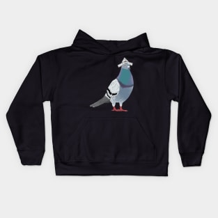 Pigeon with Newspaper Hat Kids Hoodie